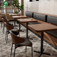 Ensemble table à manger et chaise de café rétro commercial canapé cabine en cuir en bois moderne pour restaurant ou hôtel Design durable