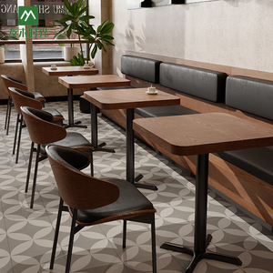 Ensemble table à manger et chaise de café rétro commercial canapé cabine en cuir en bois moderne pour <span class=keywords><strong>restaurant</strong></span> ou hôtel Design durable - Product Image 3