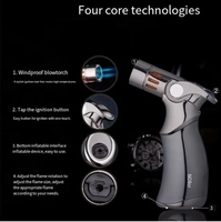 Vente en gros de briquet torche de barbecue rechargeable à gaz culinaire personnalisé Design classique pour les fêtes de cigares et de cigarettes livré dans une boîte-cadeau