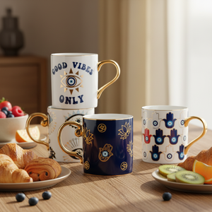 Mug en céramique de haute qualité, personnalisé, motif œil du diable turc, pour le petit-déjeuner, le lait, l'eau, le thé de l'après-midi, réutilisable et sans danger pour les aliments - Product Image 1