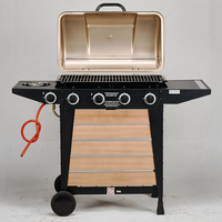 Barbecue au propane à 5 brûleurs, pliable, réglable, portable, pour la cuisine en plein air, sur table, chariot de barbecue, montage facile, acier laminé à froid moderne