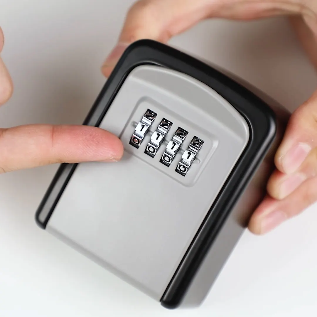 छोटे ग्रे और काले कुंजी ताला बॉक्स संयोजन Lockbox कोड के साथ घर के लिए कुंजी भंडारण, कॉम्बो दरवाजा लॉकर