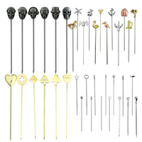 Palillos de metal personalizados para mezclar bebidas, herramientas de barra decorativas con aceitunas, palillos para cócteles, palillos para frutas, adornos para bebidas
