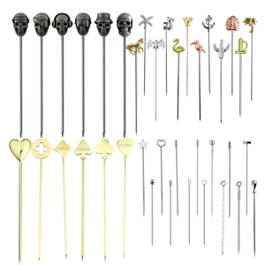 Palillos de metal personalizados <span class=keywords><strong>para</strong></span> mezclar bebidas, herramientas de barra decorativas con aceitunas, palillos <span class=keywords><strong>para</strong></span> cócteles, palillos <span class=keywords><strong>para</strong></span> frutas, adornos <span class=keywords><strong>para</strong></span> bebidas - Product Image 1