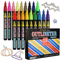 Lot de 12/18 marqueurs d'art à double pointe, acryliques colorés, séchage rapide, imperméables, forte couvrance, pointe feutre, pour papeterie artistique