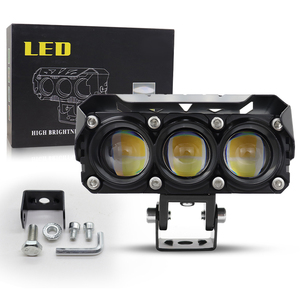 Feux de route/croisement avant à 3 lentilles pour moto, projecteurs auxiliaires LED jaunes et blancs en aluminium, éclairage de travail avec ventilateur pour remorque et camion - Product Image 6