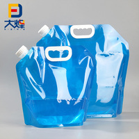 Pochette souple transparente personnalisée pour boissons (jus, bière, liquides) de 1L, 2L, 3L, 4L, 5L avec bec verseur, poignée pliable en plastique, sac d'eau portable
