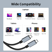 Kabel USB C ke USB C USB 4 240W, Transfer Data 40Gbps, Pengisian Cepat 48V 5A, Chip E-Marker, Casing Aluminium, Jalinan Nilon