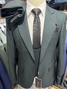 Traje clásico de 3 piezas para <span class=keywords><strong>hombre</strong></span> con solapa, chaqueta frontal plana de un botón, trajes de negocios informales para <span class=keywords><strong>hombre</strong></span>, chaqueta de talla grande, pantalones, chaleco - Product Image 5