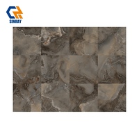Carreaux de sol et de mur Sinray 1200x1200mm en pierre frittée pleine masse brillante avec bordures ACCENTS, modernes, antidérapants, antibactériens, zéro eau