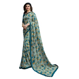 Ethnic Garment Silk Luxury Indian Designer Stone Work Lace Border Two Color Saris Blouse for Wedding Party Wear Women - Product Image 6