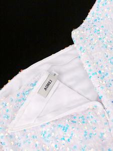 Bayanlar için akşam yemeği elbiseler uzun balo beyaz kokteyl beyaz pullu elbise gece elbisesi pullu - Product Image 4