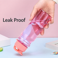 Bouteille d'eau de 500ml, anti-fuite, pour sports de plein air, gobelets en plastique à couvercle rabattable, tasse à eau portable, cadeau pour la remise en forme, la salle de sport, le camping