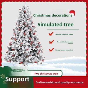 Nouvel Arbre <span class=keywords><strong>de</strong></span> Noël Artificiel en Pin Floqué Cryptographique <span class=keywords><strong>de</strong></span> Haute Qualité, Style Transfrontalier, 2,4 Mètres, Décoration Baies Rouges - Product Image 3