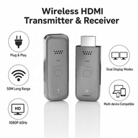 Kit HDMI Inalámbrico TX+2RX, 164 Pies/50 Metros, Plug & Play 1080P Full HD, Compatible con Laptop, Cámara, Proyector, HDTV
