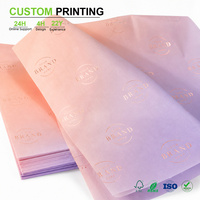 Papier de soie dégradé personnalisé en gros avec emblème en arc pour emballage de boîtes cadeaux, impression de papier de soie et ensembles d'emballage pour usage en vrac