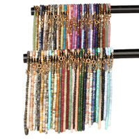 TeoWaki Böhmische Chalcedon-Perlenkette für Damen, Granat-Abacus-Perlenkette, Sommerurlaub, Strand, Alltagsschmuck