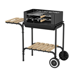 Double Layer Multi Functional Barbecue Grill Cart Square Box Charcoal Outdoor BBQ Grill With Wheels And Storage Shelf - Product Image 2