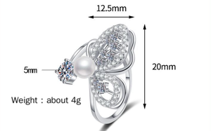 Bague réglable en argent S925 avec papillon, non ternissable, <span class=keywords><strong>calendrier</strong></span> <span class=keywords><strong>de</strong></span> <span class=keywords><strong>l</strong></span>'<span class=keywords><strong>Avent</strong></span>, bijoux en moissanite haut <span class=keywords><strong>de</strong></span> gamme 5A et perle d'eau douce pour <span class=keywords><strong>femme</strong></span> - Product Image 6