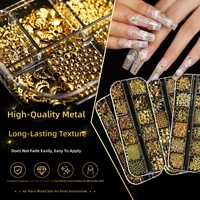 Accessoires pour l'art des ongles, coffret cadeau à 12 compartiments, rivets pour ongles, matériaux métalliques, paillettes, autocollants pour ongles à personnaliser, formes variées