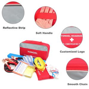 Kit di pronto soccorso stradale Premium Kit di emergenza su strada borsa multiuso Kit per auto con ponticello cavi triangolo di avvertimento riflettente - Product Image 4