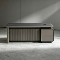 Meubles de bureau commerciaux, bureau de direction moderne en forme de L, table de manager avec armoire de rangement, personnalisable