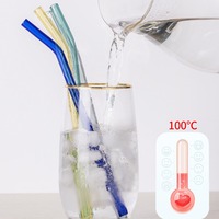 Pailles à boire réutilisables en verre borosilicate transparent, certifiées Lfgb, pour cocktails et jus