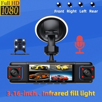 Caméra embarquée 360° pour voiture, vision nocturne, 4 caméras, 4 objectifs, écran tactile IPS, garantie 1 an, enregistreur vidéo numérique HD monté sur voiture, boîte noire
