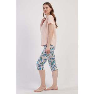 Traje de dormir capri ovalado de manga corta con cuello redondo para mujer - Product Image 2