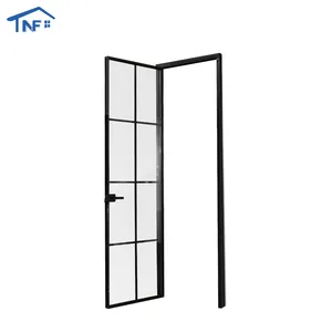 Puerta de vidrio oscilante de aluminio laminado esmerilado, interior de diseño moderno para baño y cocina