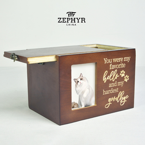 Kotak Kenangan Hewan Peliharaan Kayu Persegi Modern Ramah Lingkungan Buatan Tangan, Kotak Pemakaman Kremasi, Bingkai Foto, Peti Abu Kucing Anjing - Product Image 5