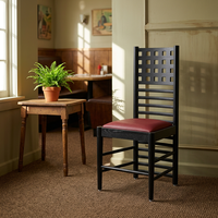 Chaise de salle à manger moderne en bois massif avec dossier haut et siège rembourré pour restaurant et hôtel