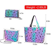 Tas Selempang LOVEVOOK Brand Reflection, Dompet, Set 3 Pcs, Tas Wanita Geometris Bercahaya, Tas Tangan Wanita Geometris