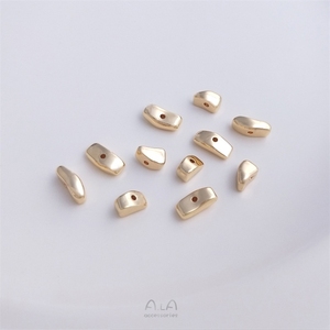 Cuentas Sueltas Irregulares de Cobre Recubierto de Oro Real de 14K que Conservan el Color, Piedra, Espaciador Pequeño Roto, Irregular - Product Image 4