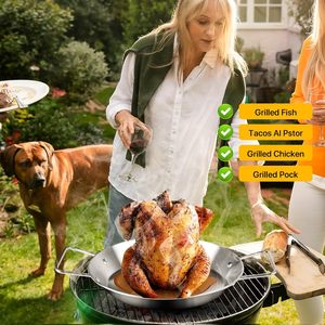 Stainless Steel Vertical Screw <b>BBQ</b> Pot Accessories Barbecue Grill Roast Chicken Rack Vertical Skewer <b>BBQ</b> Plate - Product Image 6