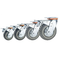 Chariot à main industriel Roulettes fixes pivotantes en PVC gris 4 pouces 5 pouces 6 pouces 8 pouces