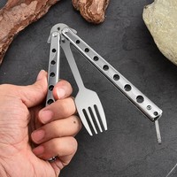Couteau papillon pliant en acier inoxydable sans lame, fourchette-cuillère pour sports de plein air et entraînement CSgo