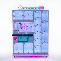 Machine à griffes métallique 2-en-1 avec vitrine de prix et éclairage néon LED, à monnayeur, mobile, pour bar, restaurant, salle d'arcade, garantie 1 an