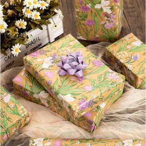 Maypluss Kraft Floral Wrapping <b>Paper</b> <b>Roll</b> 17Inch x 33Feet Forest Garden Flower Gift <b>Wrap</b> Purple Pink Green Boho Style - Product Image 6