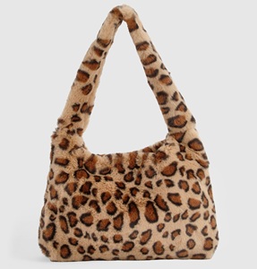 Sac à bandoulière en peluche moelleuse pour femme, sac fourre-tout sous le bras en fausse fourrure motif léopard - Product Image 4