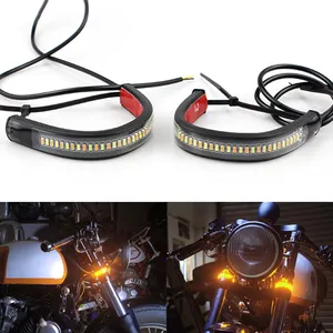 Barra de luz LED para motocicleta, indicador de freio, luz de sinalização LED bicolor, faixa de luz DRL para transmissão, 2 unidades