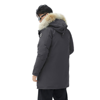 Nouvelle parka d'hiver chaude en duvet d'oie de haute qualité avec logo personnalisé Canada, rembourrage extérieur et col en fourrure avec capuche