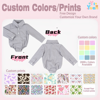 Combinaison à manches longues et col pour petit garçon, sur mesure, tissu imprimé personnalisé, patte de boutonnage, body formel pour bébé garçon
