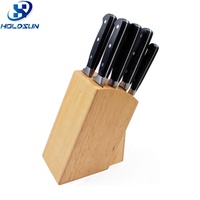 Ensemble de couteaux de cuisine en acier inoxydable de haute qualité avec logo personnalisé, ultra-affûtés, de qualité alimentaire, 8 pièces, manche en POM, avec bloc en bois pour iPad