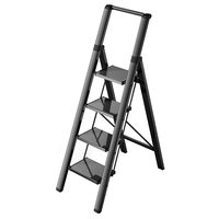 Escalera de Aluminio Ligera y Plegable, con Peldaños Antideslizantes, Diseño Moderno para Uso en Interiores y Apartamentos