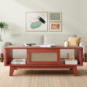 Soohow living room <b>table</b>, modern <b>square</b> <b>coffee</b> <b>table</b> with rattan drawers, medieval <b>coffee</b> <b>table</b> with living room storage - Product Image 1