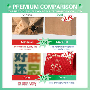 Kartonnen draagtas met aangepast logo, broodverpakking, kartonnen tas voor eten, afhaalmaaltijden, fastfood, bakkerij. - Product Image 5