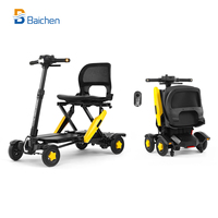 Scooter eléctrico de Control remoto personalizado 2024, scooter de movilidad de 4 ruedas compacto plegable completamente automático para ancianos