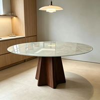 Table à manger convertible en pierre microcristalline JINRUISHENGDA, table à manger fonctionnelle extensible ronde à ovale