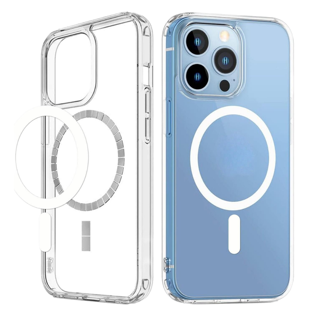 Clear Magnetic PC Phone Case for iPhone 16 15 14 13 12 11 Pro Max Mini X XS XR 8 Plus SE Wireless Charging Cover Business Style